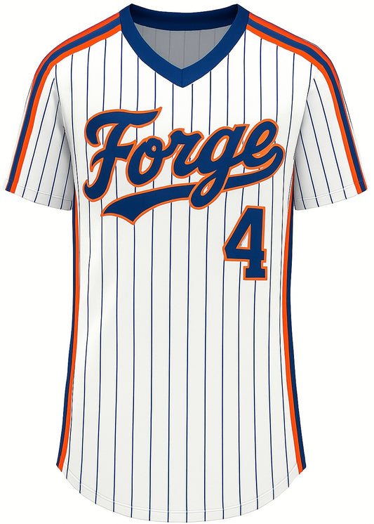 Baseball jersey with 'Forge' and number '4' on a white background